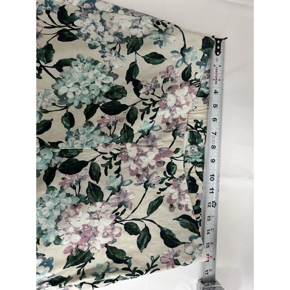 J.JILL Linen-Blend Stretch Button Hem Royal Multi Floral Print Ankle Pants Sz M - Picture 8 of 12